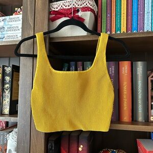 Babaton Mustard Ribbed Crop Top